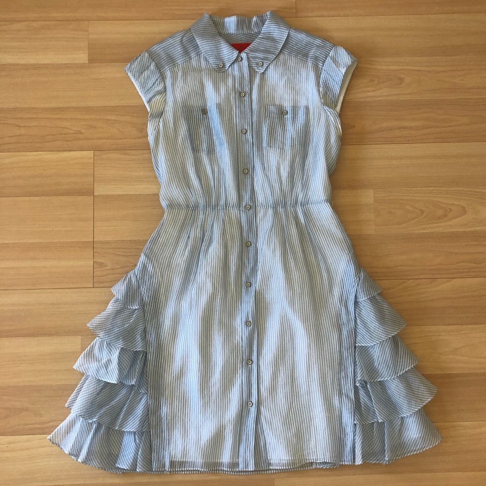 Z Spoke by Zac Posen Blue Striped Ruffle Dress